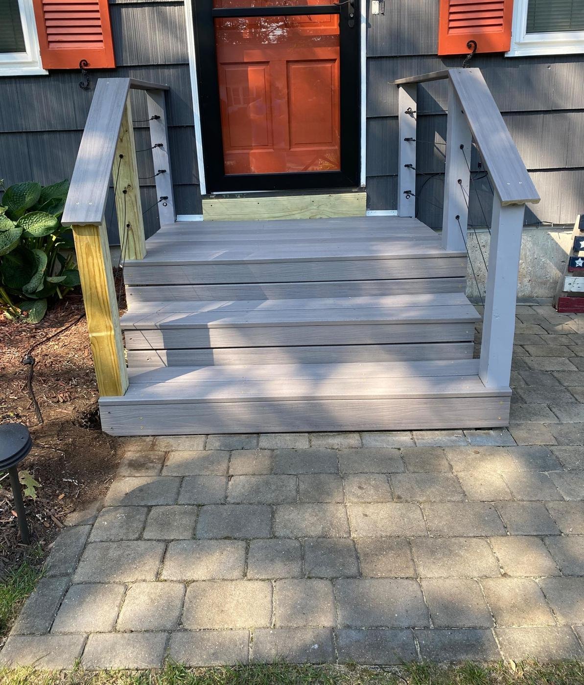 Composite front steps with cable railing