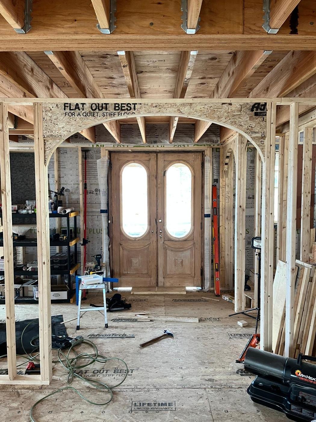 Arched doorway framing by Tigre General Construction, Dutchess County NY